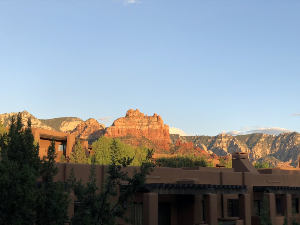 patio view of red rocks