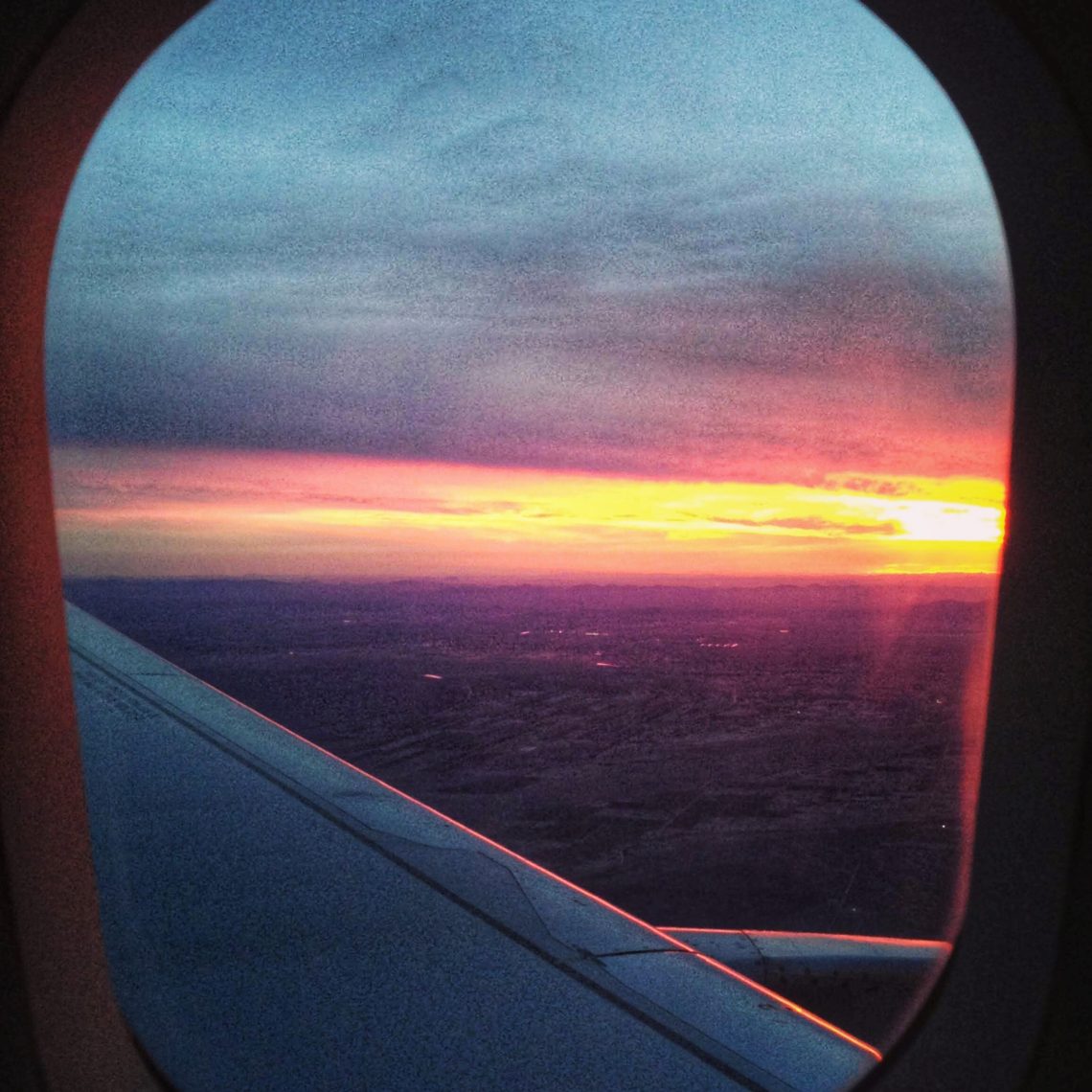 Sunset out the airplane window