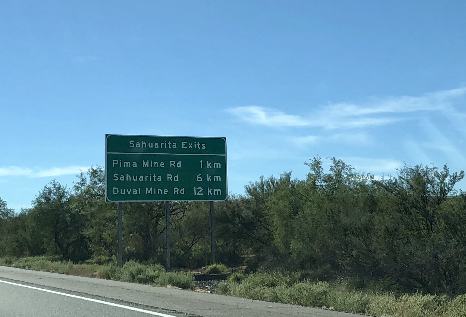 Sign with km instead of mi