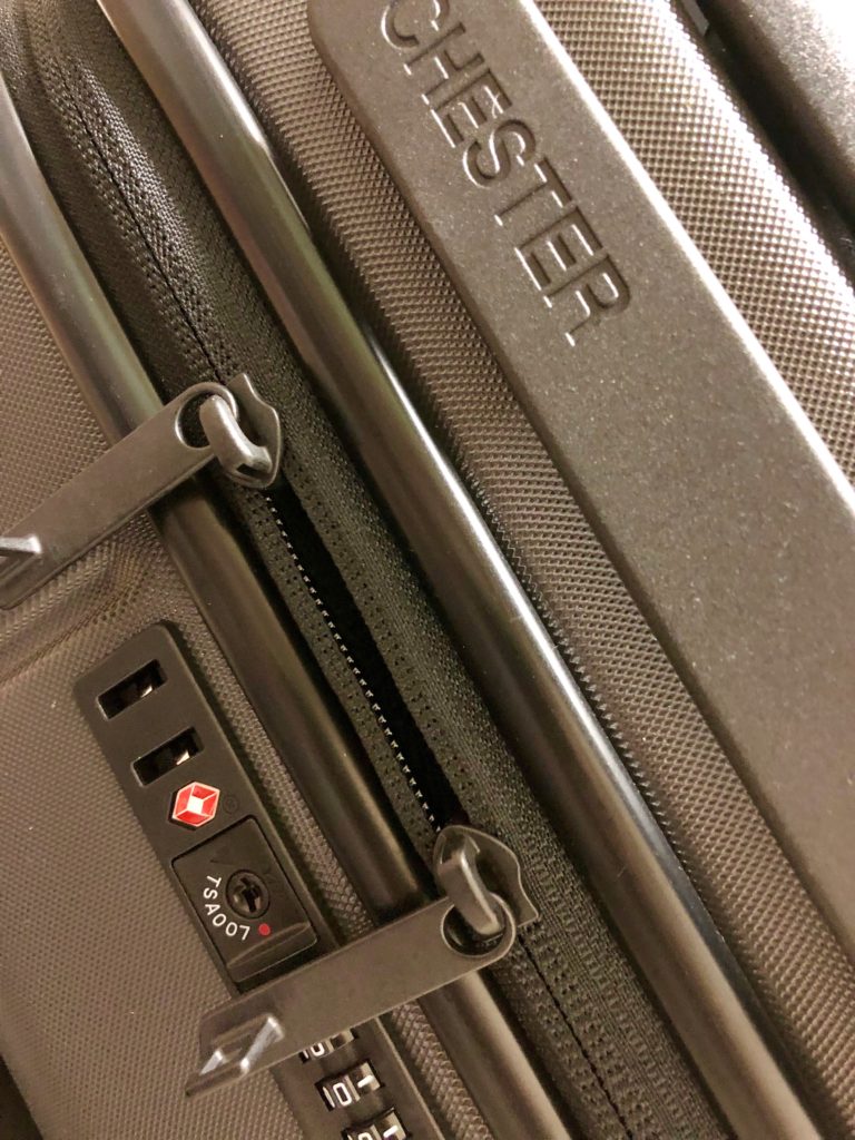 close up of zipper tab lock