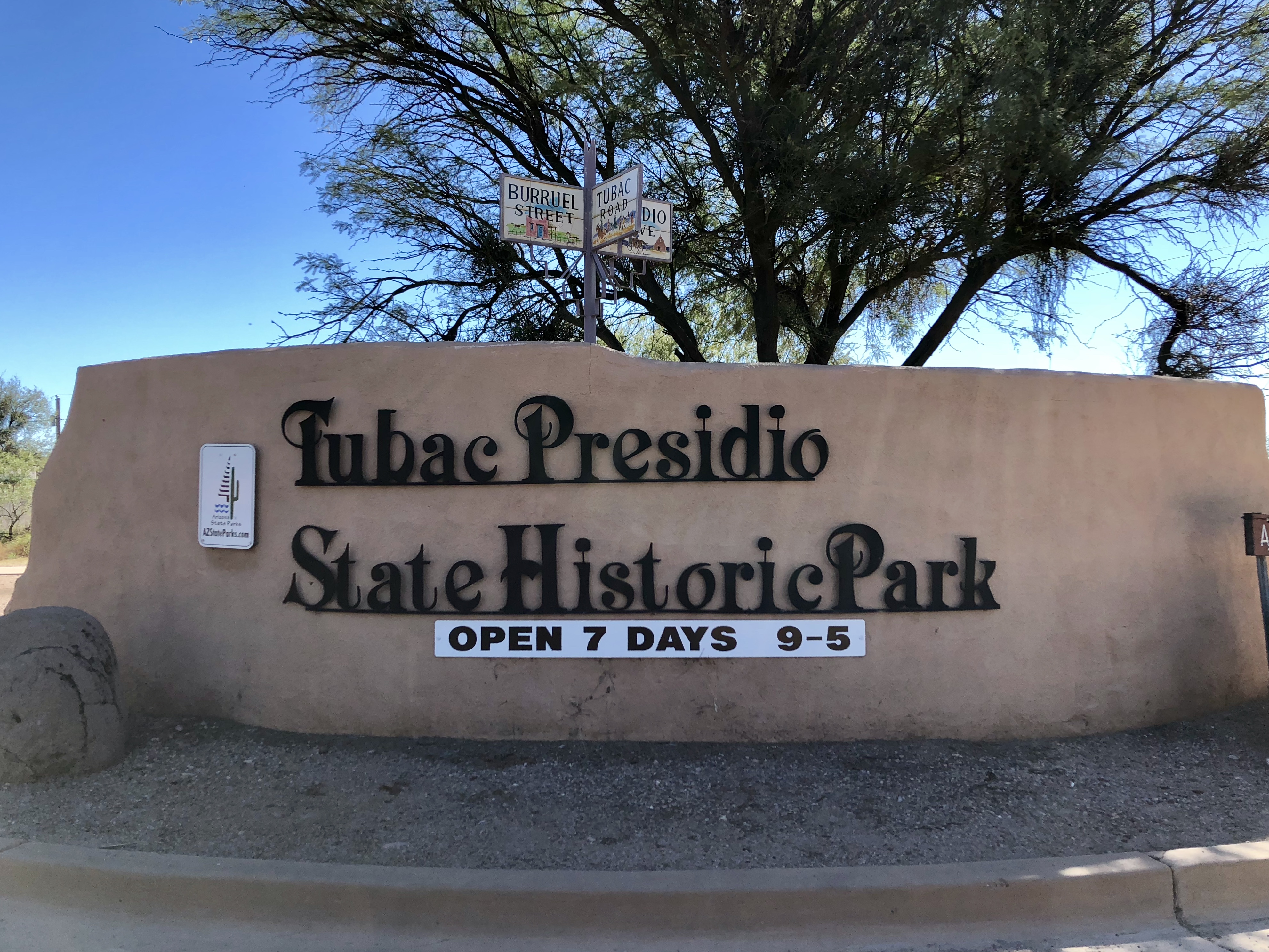 Sign for Tubac Presidio State Historic Park